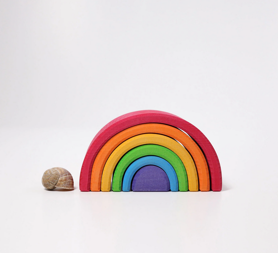 Medium Rainbow 6 Piece Wooden Stacking Toy – Montessori Open-Ended Learning