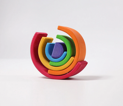 Medium Rainbow 6 Piece Wooden Stacking Toy – Montessori Open-Ended Learning