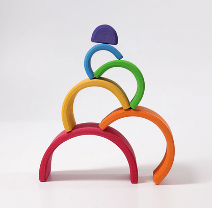 Medium Rainbow 6 Piece Wooden Stacking Toy – Montessori Open-Ended Learning