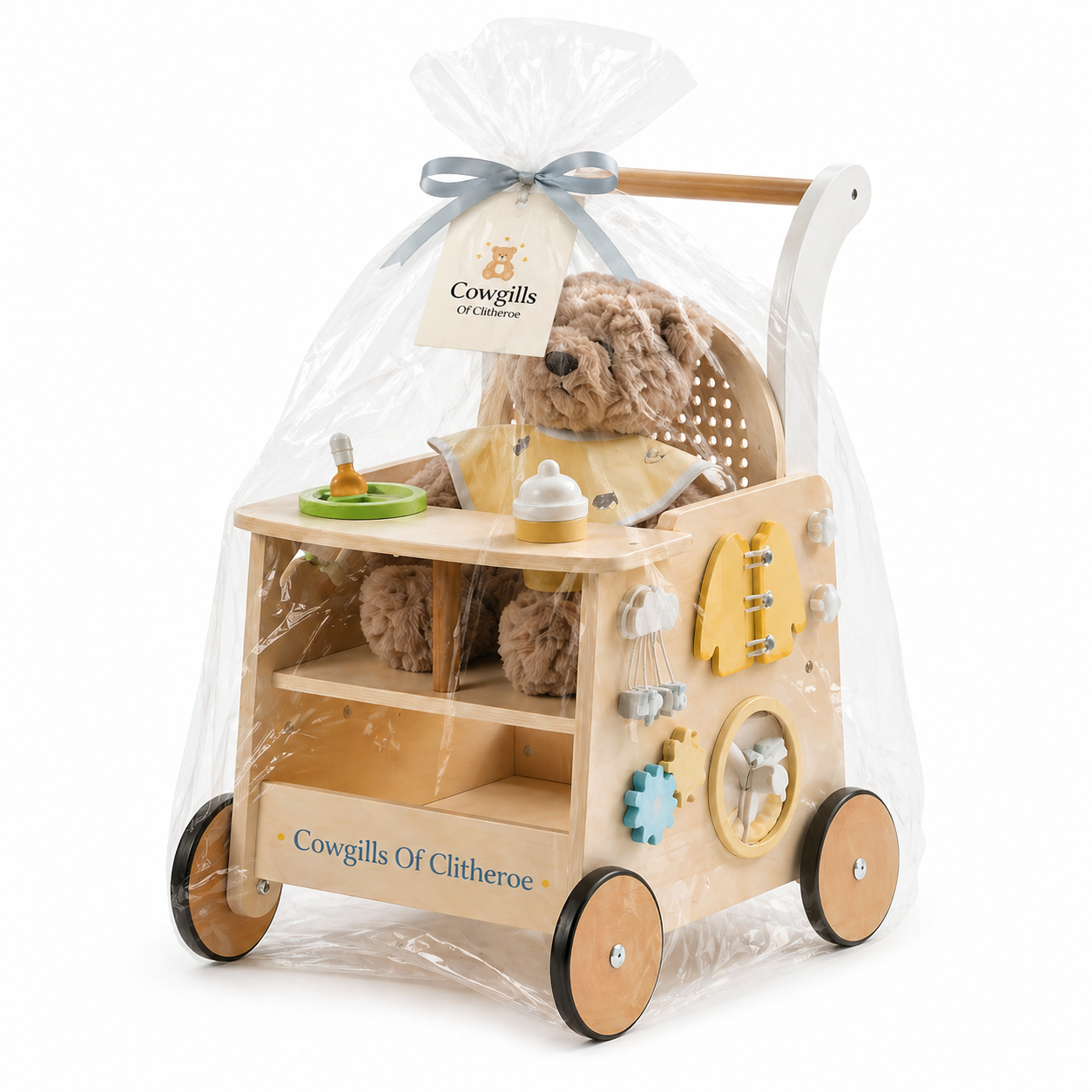 Wooden Baby Walker – Interactive Push Along Learning Walker for Toddlers | Cowgills Of Clitheroe