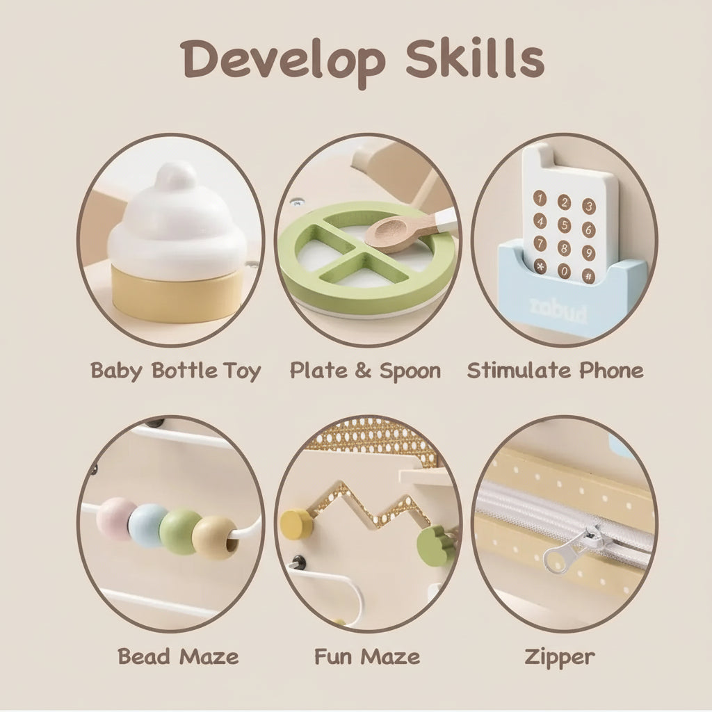 Wooden Baby Walker – Interactive Push Along Learning Walker for Toddlers | Cowgills Of Clitheroe