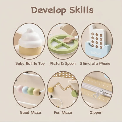 Wooden Baby Walker – Interactive Push Along Learning Walker for Toddlers | Cowgills Of Clitheroe